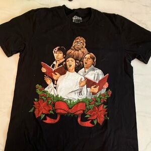 Star Wars Black Graphic T-Shirt. Christmas theme. EUC!